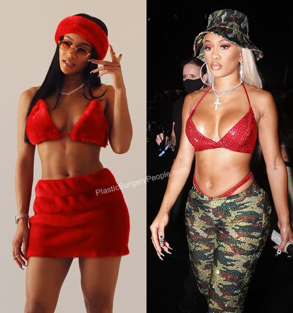 Saweetie boob job before and after photo